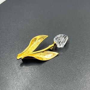 Swarovski Swan Crystal Memories Collection Tulip Floral Brooch Gold Plated